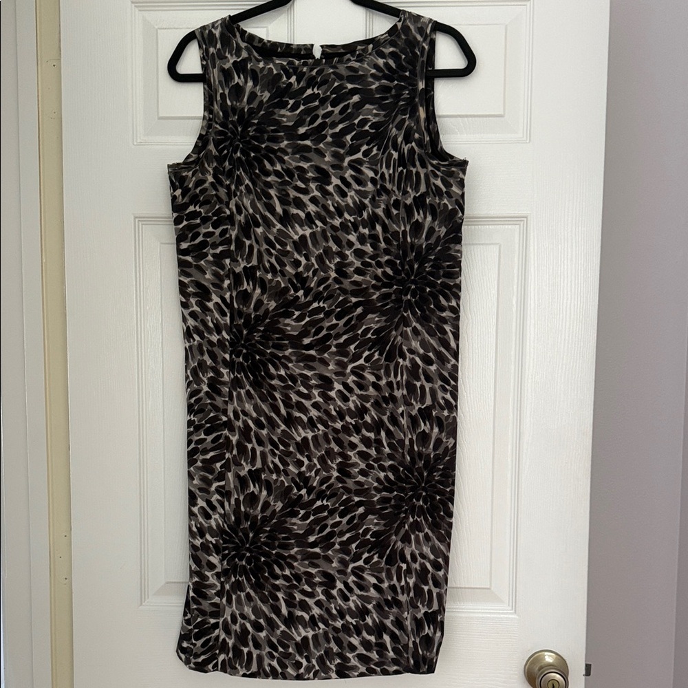 Ann Taylor Black and Gray Floral Midi Dress